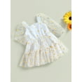 thumbnail image 3 of Fortune Robe Trapèze Princesse pour Bébé Fille Manches Longues en Maille Tulle Robe à Imprimé Marguerites, 3 of 9