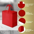 thumbnail image 2 of Reusable Totes Bags - 100 Pcs Non Woven Grocery Handle Bags for Shop Events & Retail Store(Red), 2 of 7
