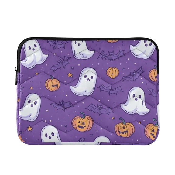 FORMRS 13-13.3 inch Laptop Sleeve Case Soft Carrying Quilted Computer Bag Cover, Halloween Purple Ghosts