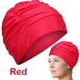 thumbnail image 6 of BLEEUS Swim For Women Pleated Bathing Caps Swimming Hats For Long Hair (Red) Sporting Supplies (Red), 6 of 10