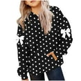 thumbnail image 3 of MKOSPLRT 4-14 Years Girls Polka Dot Print Hoodie Long Sleeve Fleece Lined Casual Pullover with Pockets, 3 of 6