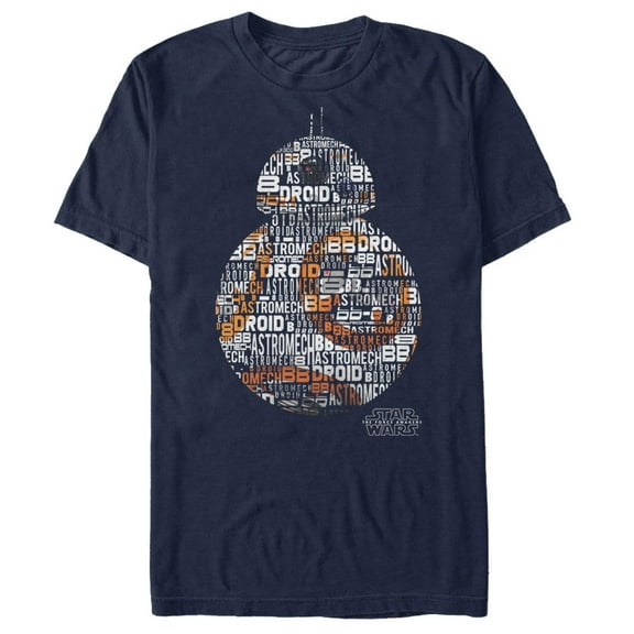 Men's Star Wars The Force Awakens BB-8 Text Graphic Tee Navy Blue Medium