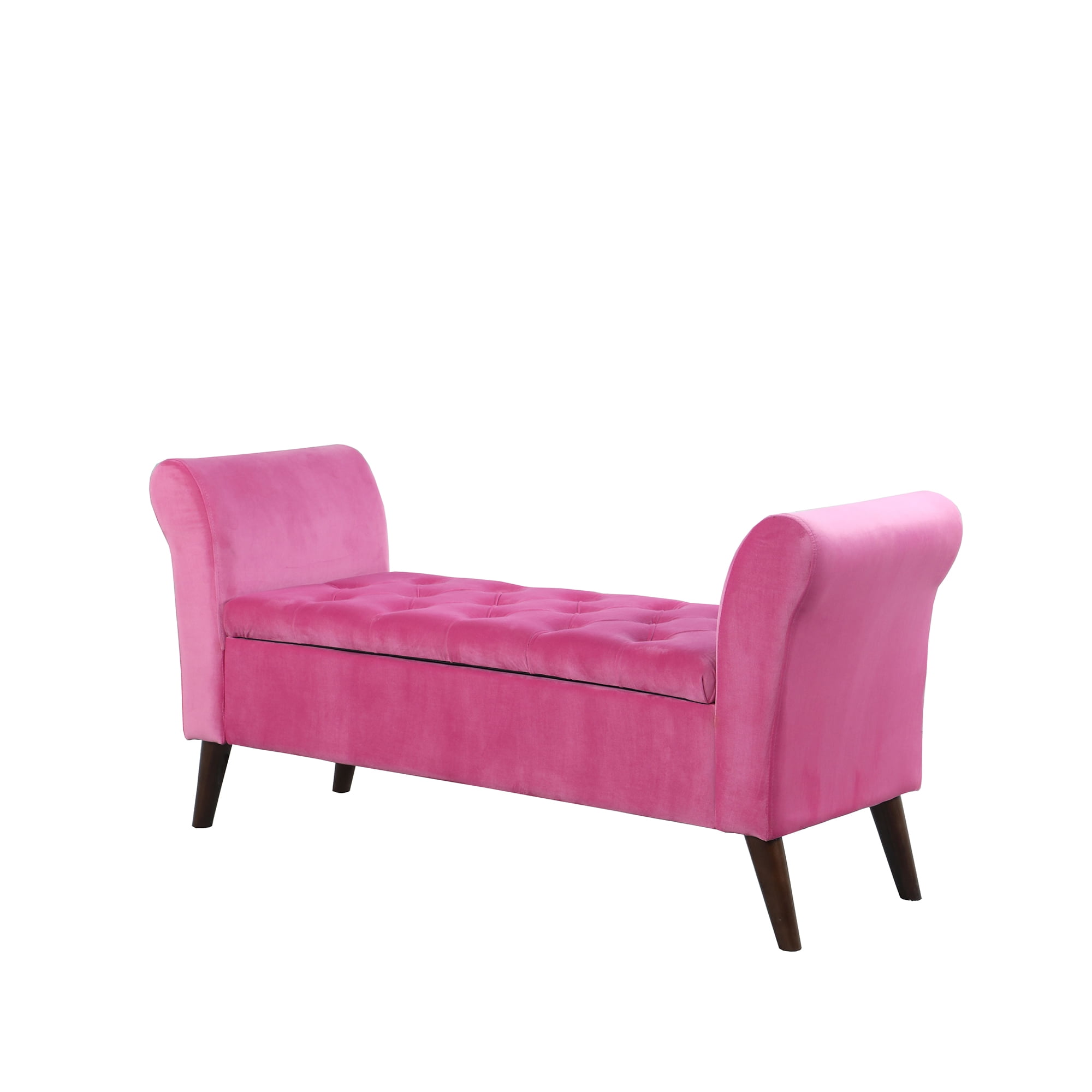 25in Hot Pink Collette Tufted Storage Bench With Armrest Walmartcom Walmartcom