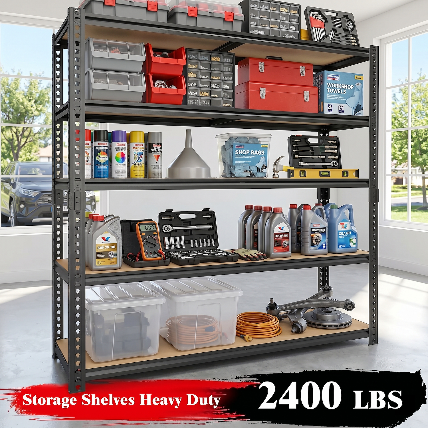 uberlyfe 5-Tier Heavy-Duty Metal Garage Shelves, 2400 Lbs photo 4