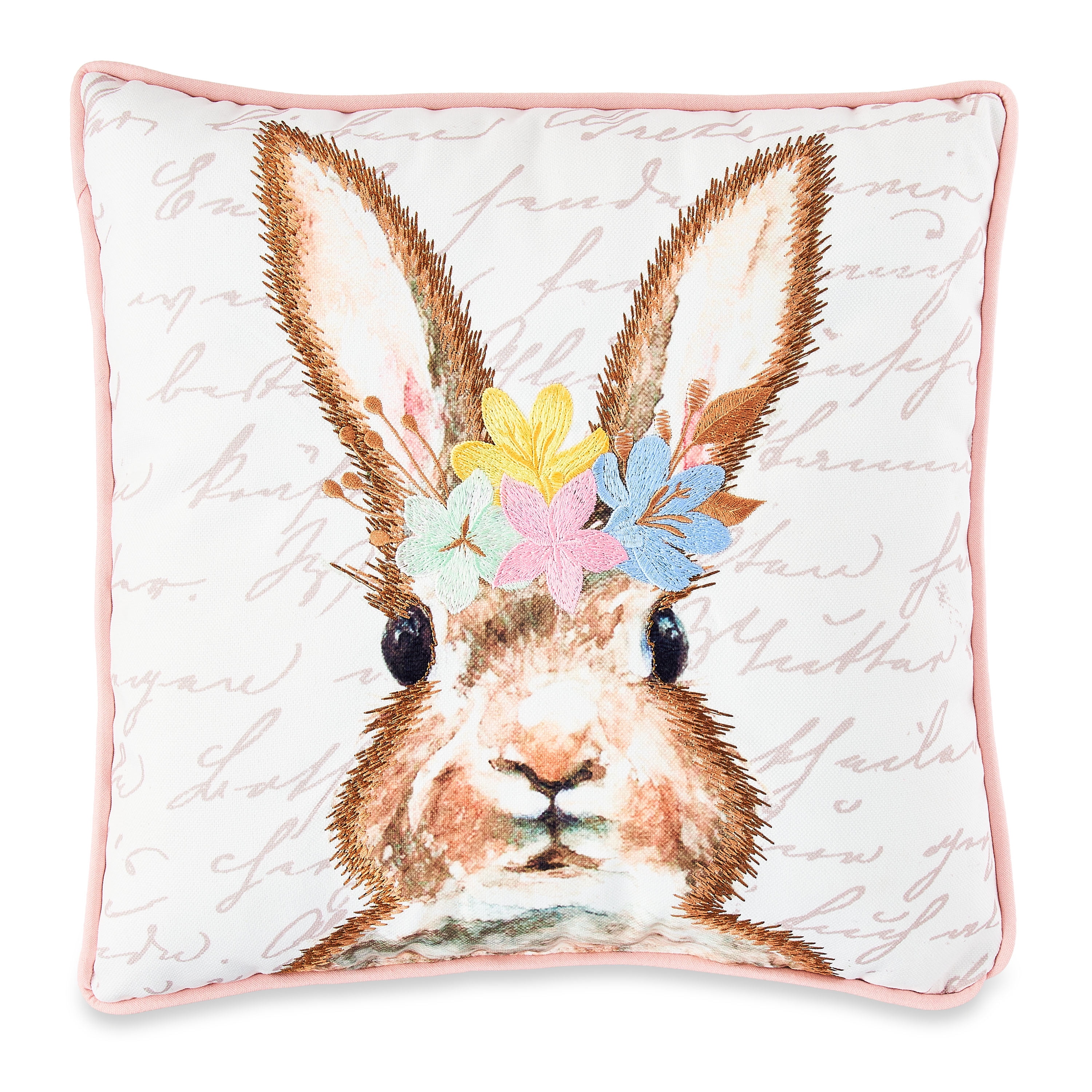 WAY TO CELEBRATE! Way To Celebrate Easter Square Bunny Face Decorative Pillow, 14" x 14"