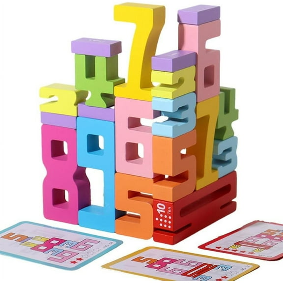 Wooden Number Building Blocks,Wooden Stacking Building Blocks For 3  Years Old Kids 1-10 Number Game Balance Competition Toy, Number Blocks Toys,Friends Of 10 Blocks For Boys Girls,10PC