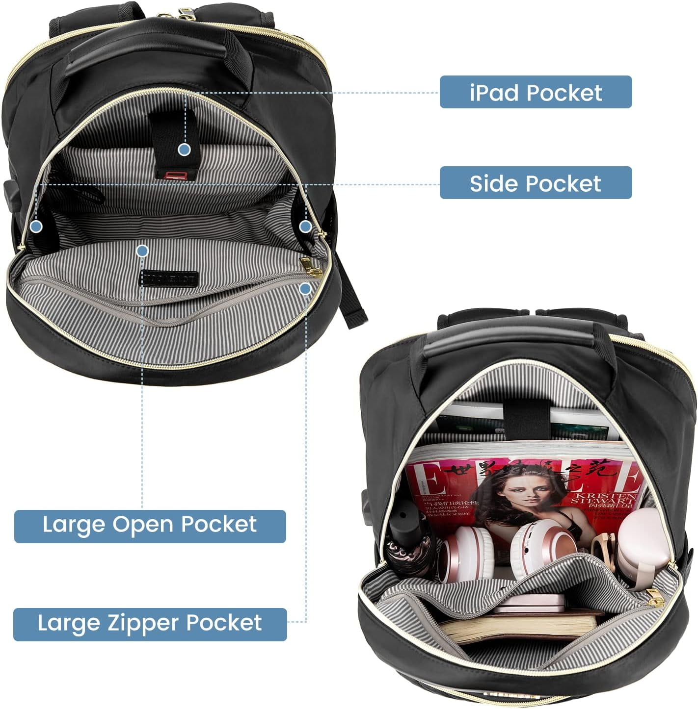 Zippered Pouch Hp Duotone Gold Backpack Gold 15 Macbook Backpack