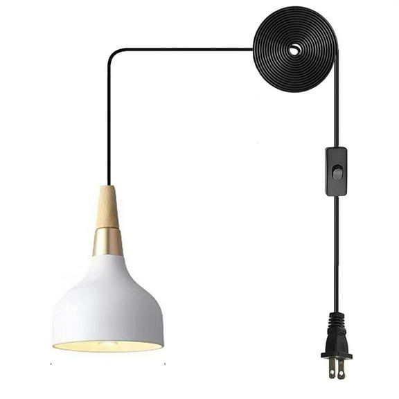JLOWCO Plug in Pendant Light Modern Hanging Lights with Plug in Cord Bedroom Farmhouse Light Fixtures Kitchen Farmhouse Dining Room Light White (LED Bulb Include)