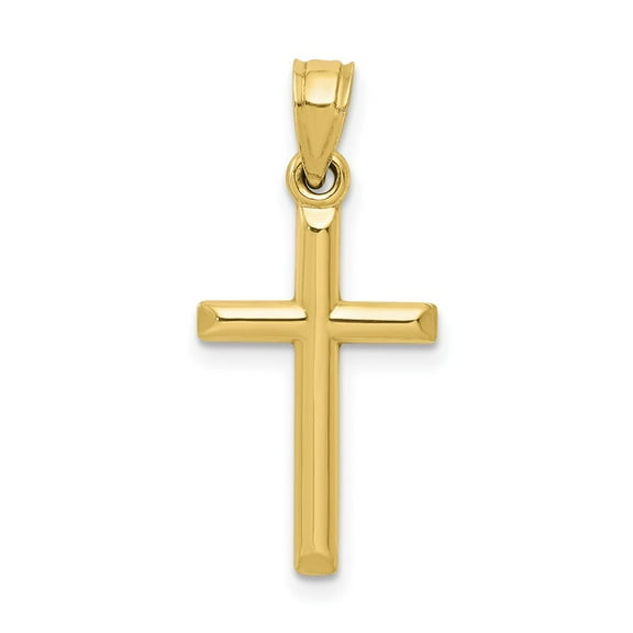 10K Yellow Gold Charm Pendant Themed 19 mm 11.77 Polished Hollow Cross