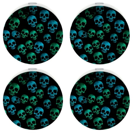 

Night Lights Plug Into Wall [4 Pack] Night Light for Kids LED Nightlight with Dusk to Dawn Sensor for Bathroom Decor Children Room Horrified Skulls Heart Abstract Art Tie Dye