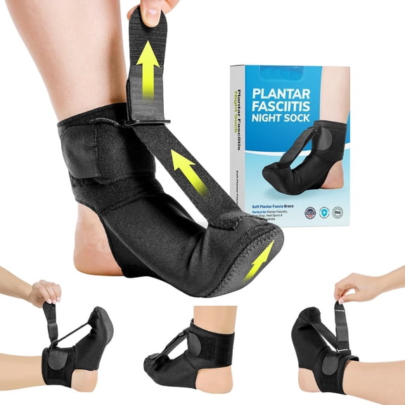 XIRQI Plantar Fasciitis Night Splint Sock - Soft Plantar Fascia Boot for Sleeping, Achilles Tendonitis Relief, Foot Drop, Heel Pain - Planter Facetious Night Sling Brace for Women and Men (L)
