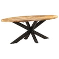 thumbnail image 1 of vidaXL Dining Table Oval 200x100x75 cm Rough Mango Wood, 1 of 5