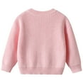 thumbnail image 5 of Ccpelsie Girls' Fall Sweaters Classic Crewneck Long Sleeve Drop Shoulder Knit Pullover Tops for Kids(Pink,5-6 Years), 5 of 9