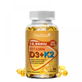 thumbnail image 1 of Cápsulas blandas de vitamina D3 con K2(mk7), 10 000 UI de potencia extra, 60 unidades, 1 of 5