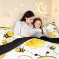 thumbnail image 4 of Erosebridal Cute Bee Twin Comforter Sets,Kawaii Daisy Floral Bedding Set,White Silver,Black Reversible,2 Pieces,1 Comforter and 1 Pillowcase, 4 of 7