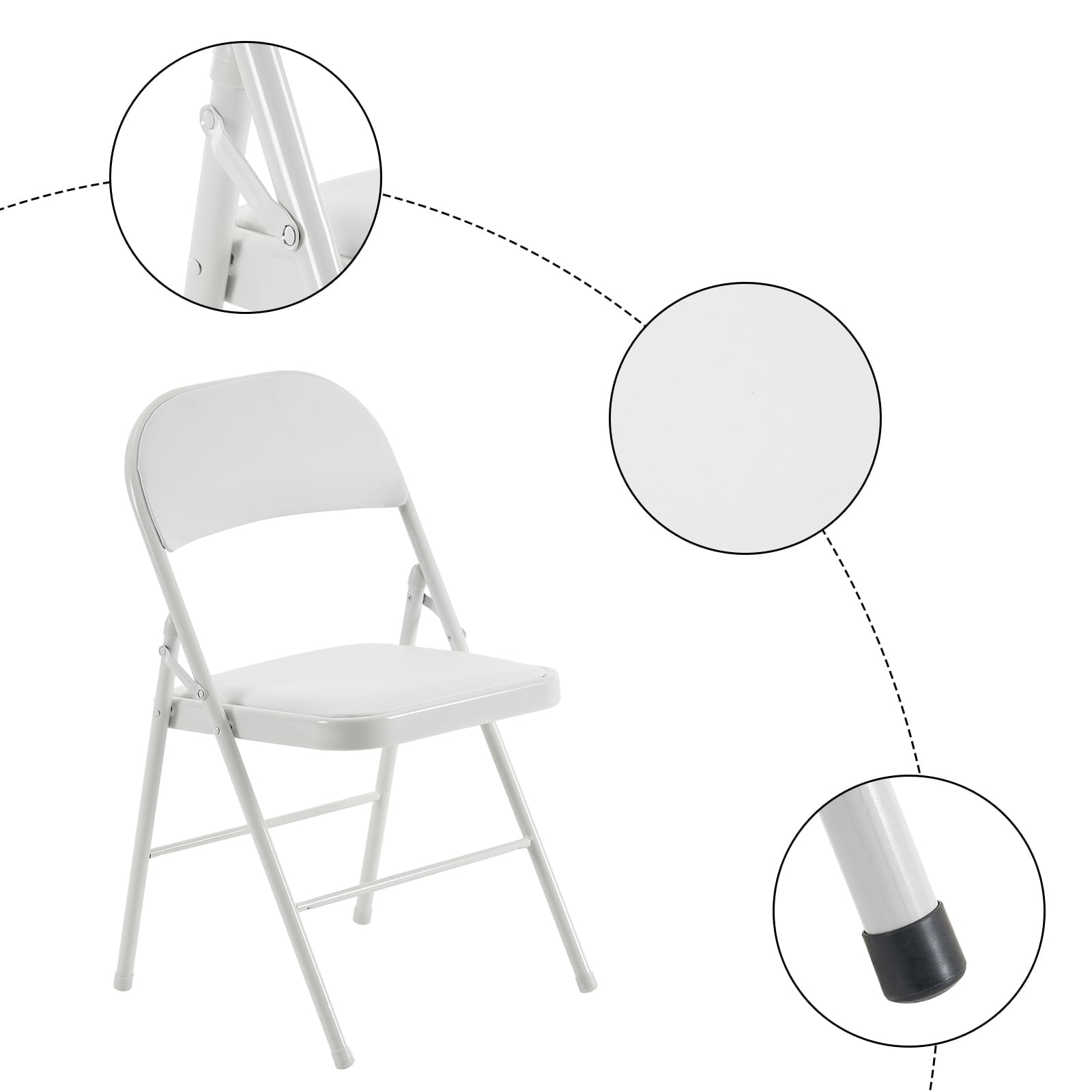 Glaxias 6pcs Elegant Foldable Iron & PVC Chairs Steel Frame Easy Foldable&Stackable for Office Kitchen Dinning Wedding Patio and Garden