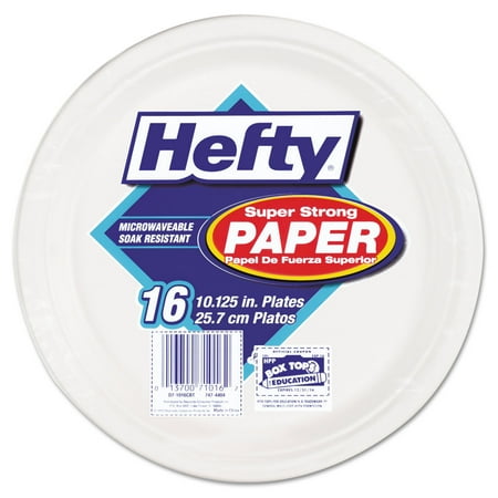 Hefty® Super Strong Paper Dinnerware, 10 1/8" Plate, Bagasse, 16/pack, 12 Packs/carton