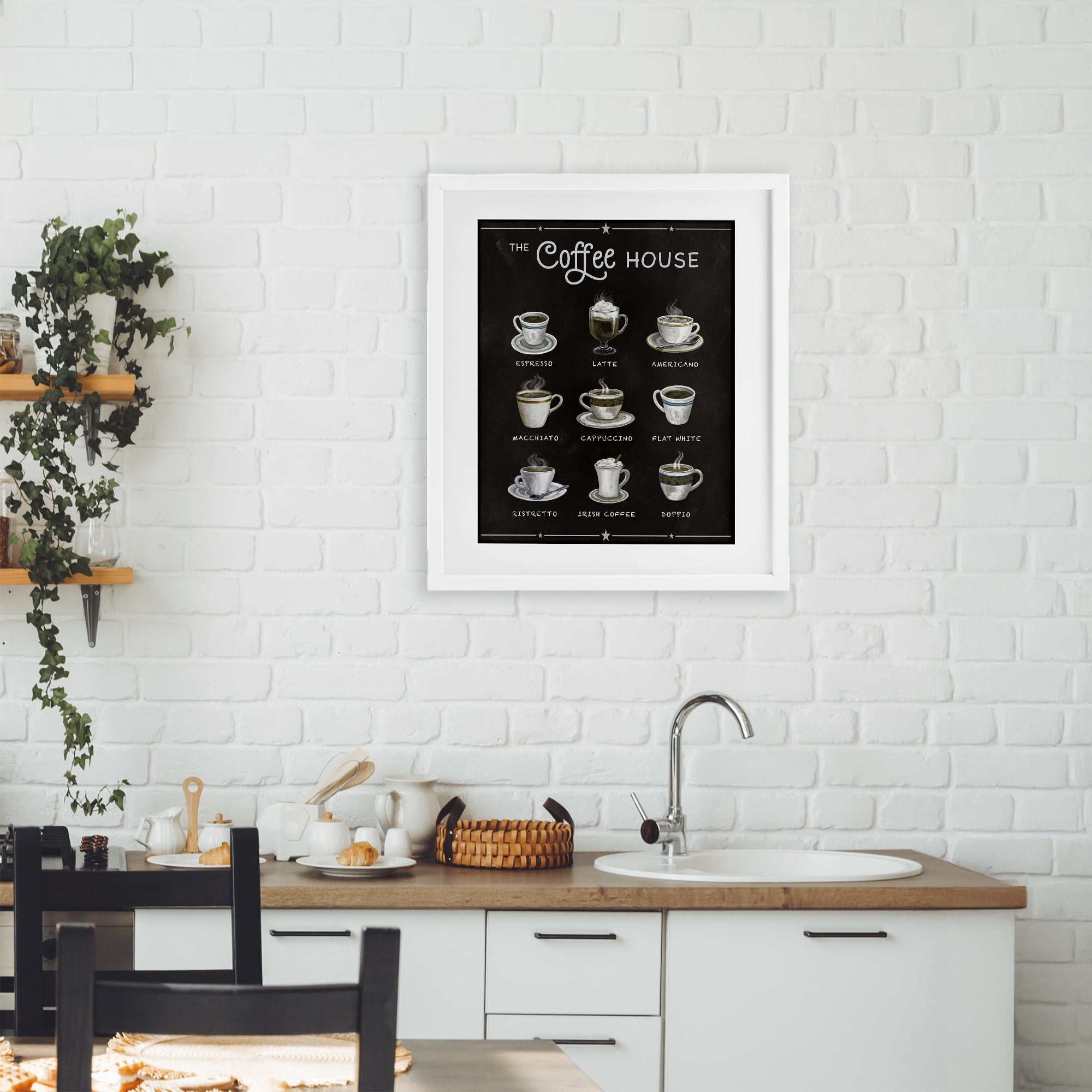 Stupell Industries The Coffee House Menu White Framed Print Under Glass, design by Conrad Knutsen