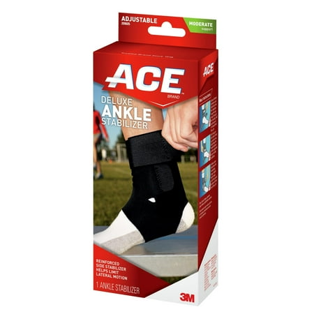 ACE Brand Deluxe Ankle Stabilizer, Adjustable, Black, (Best Ankle Brace For Sinus Tarsi Syndrome)