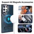 thumbnail image 2 of Allytech Case for Samsung Galaxy S22 Ultra, Hidden Kickstand PU Leather [Compatible with MagSafe] Case, [Anti-Drop & Shockproof] Ultra Slim Retro Protective Case for Women Men - Blue, 2 of 8