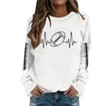 thumbnail image 1 of Chandail en Molleton Imprimé à Col Rond pour Femmes, Manches Longues, Chandail Confortable Décontracté, Coupe Ample, Tenue Athlétique pour la Mode Quotidienne, 1 of 6