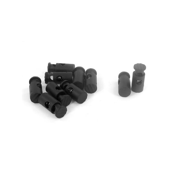 Unique Bargains 10 Pcs Black Plastic Spring Stopper Drawstring Rope Cord Locks