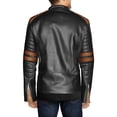 thumbnail image 5 of NomiLeather black leather jacket | mens leather jacket and genuine leather jacket men (Black With Brown Strip ) Medium, 5 of 7
