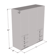 Monaco 3 Door Modern 71 Wardrobe