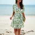 thumbnail image 1 of LOVZFMLL Robe Imprimée Mode Femme Verte P, 1 of 8