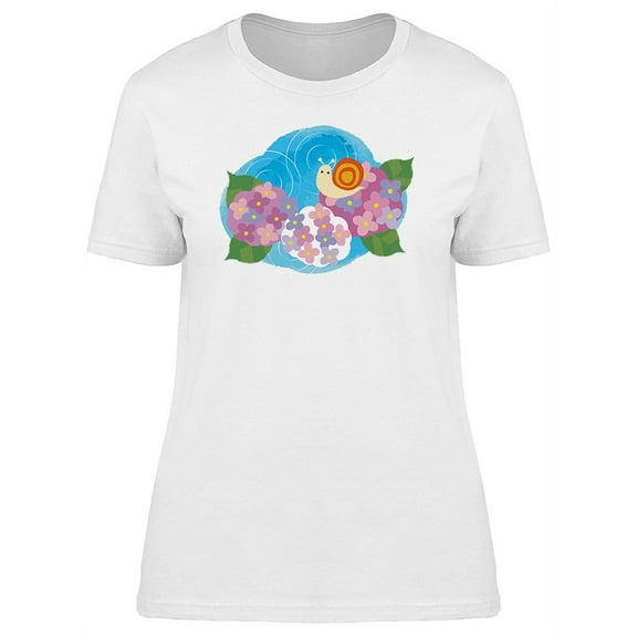 Hydrangea With Cute Snail Tee Women's -Image by Shutterstock