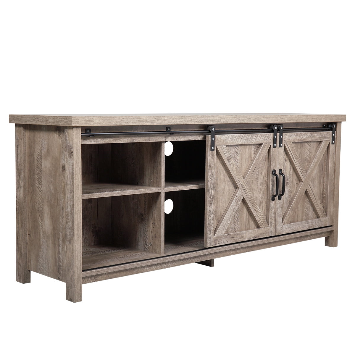 Kepooman Rustic TV Cabinet with Sliding Barn Door, Farmhouse Style TV Stand for Living Room Kepooman Rustic TV Cabinet with Sliding Barn Door, Farmhouse Style TV Stand for Living Room