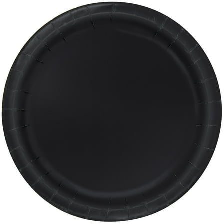 Black Solid Round 9" Paper Dinner Plates, 20 Count, by Way To Celebrate