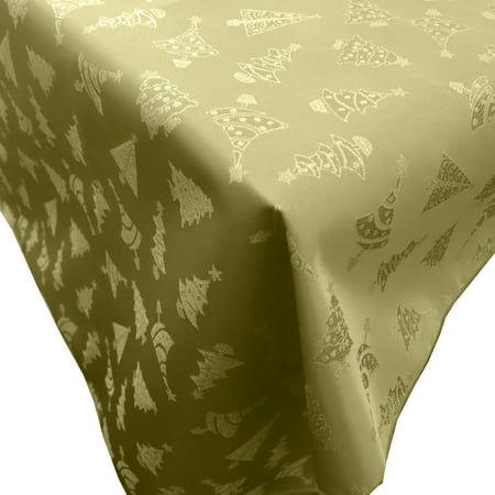 

Heavy Brocade Shiny Christmas Tablecloth Christmas Trees Gold