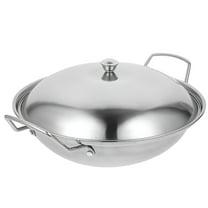 ACDANC Stainless Steel Wok Pan 9" Double Handle Chinese Japanese Cookware