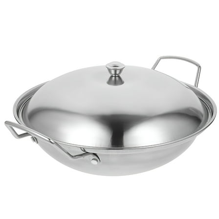 ACDANC Stainless Steel Wok Pan 9" Double Handle Chinese Japanese Cookware