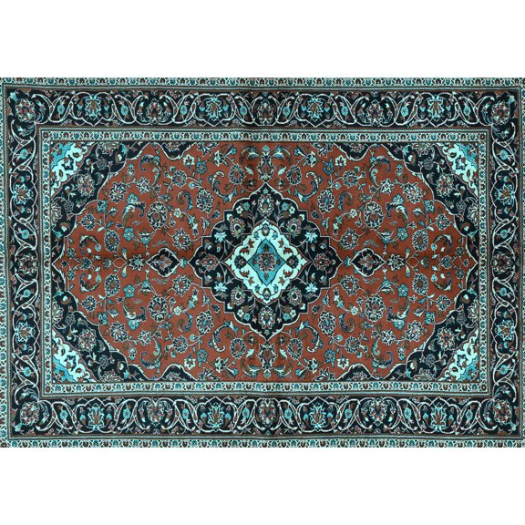 Ahgly Company Indoor Rectangle Persian Light Blue Traditional Area Rugs, 5' x 7'