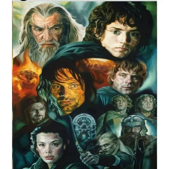 The Lord of The Rings 5D Diamond Painting Tools for Adults DIY Diamond Art Tools for Beginners with Round Full Diamond Diamond Gemstones Home Wall Painting Art Decoration Gift Artwork