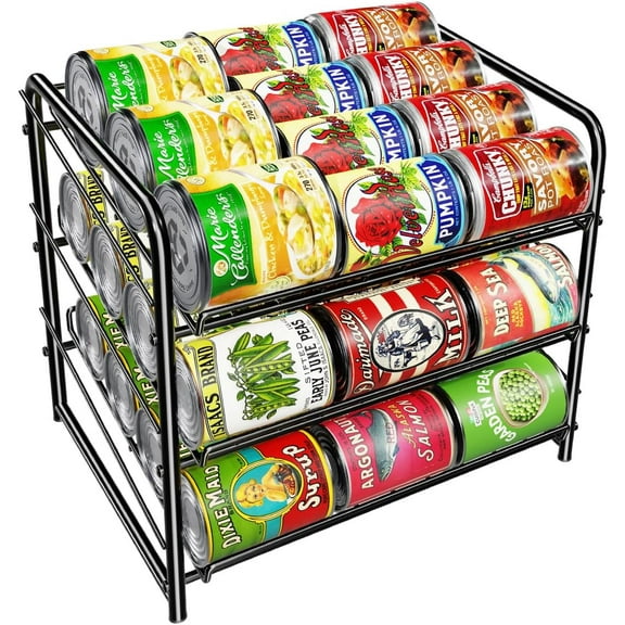 Simple Trending Can Rack Organizer, Stackable Can Storage Dispenser Holds up to 36 Cans for Kitchen Cabinet or Pantry, Black