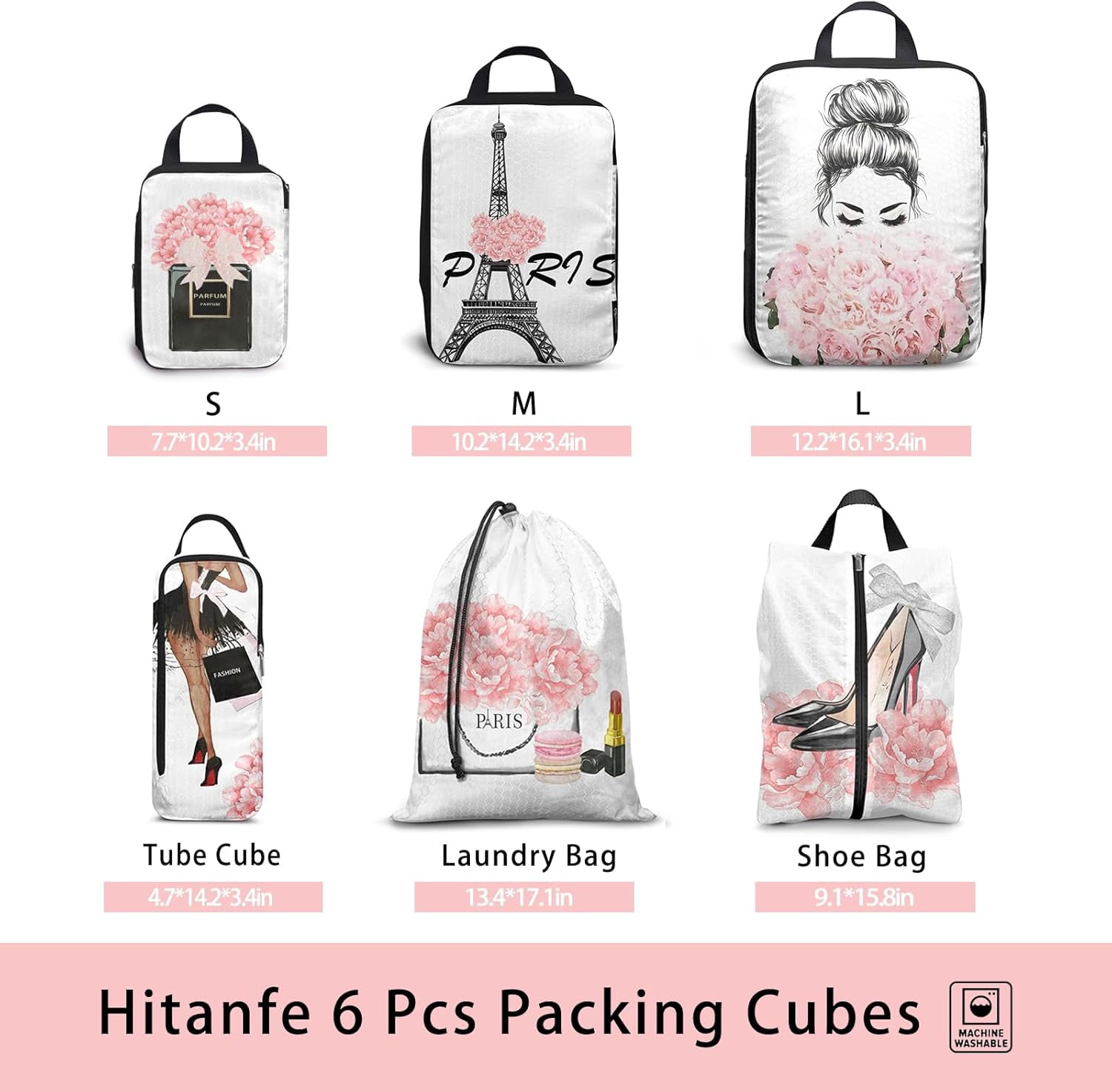 6 Pcs Compression Packing Cubes Travel for Suitcases, Waterproof Luggage Organizer Washable Storage Bags Set - Packaging Cubes for Backpack Travel Perfect for Carry-Ons and Storage