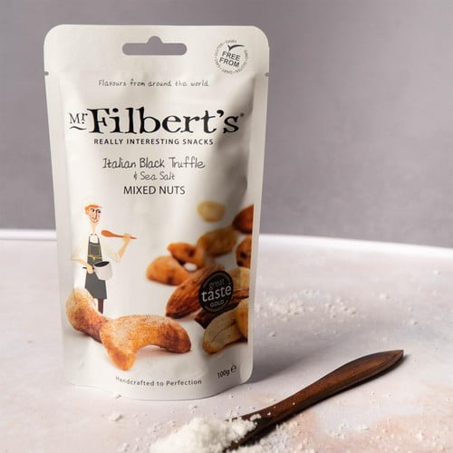 Mr Filbert's Italian Black Truffle & Sea Salt Mixed Nuts 100g, British Import (Pack of 3)
