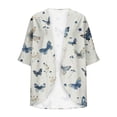 thumbnail image 4 of FAFWYP Women's Floral Print Boho Chiffon Cardigan 3/4 Sleeve Open Front Lightweight Draped Kimono Cardigan Summer Beach Cover Up Casual Blouse Tops, 4 of 5