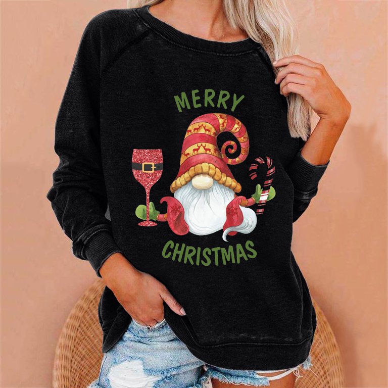 Christmas Sweaters for Women Fashion Women Print Long Sleeve Comfortable  Breathable Round-Neck Sweatshirt Long Sleeve Blouses for Women Black Blouse  Oversized Zip Up Hoodie For Women - Walmart.com