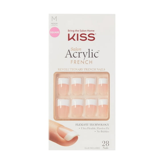 KISS Salon Acrylic French Nails, ‘Sugar Rush’, 28 Count