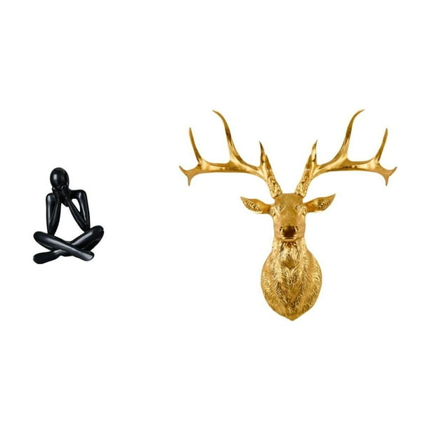 Figura de escritorio,Escultura abstracta de pensador para la oficina o el hogar,Estatua de cabeza de ciervo,Adorno de pared con cabeza de ciervo,animal decorativo para el hogar,Cabeza de ciervo