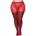 thumbnail image 3 of Leg Avenue Women's Plus-Size Nylon Striped Tights, Black/Red, 1X/2X, 3 of 4
