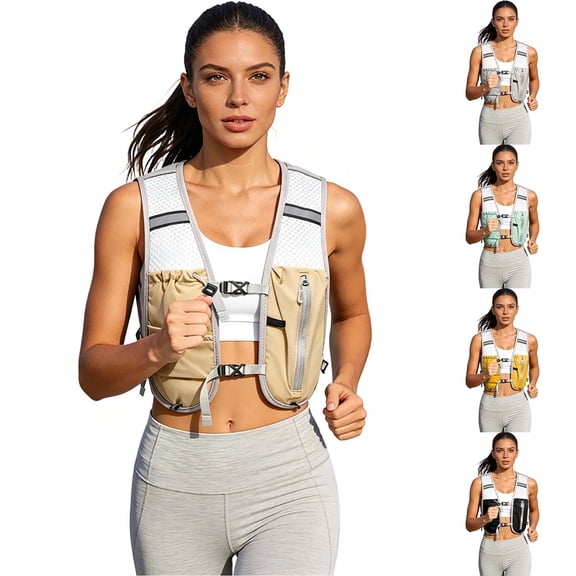 CAIXIA Running Hydration Vest for Men Women, Hydration Backpack, Multiple Pocket Designs for Water Bottles/Bladders, Lightweight Breathable for Hiking, Climbing, Marathon Cycling
