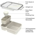 thumbnail image 7 of Caperci 2 Pack 62 oz Salad Container for Lunch, 2-Section Meal Preparation Containers featuring Detachable Toppings Trays, Sauce Cup, Reusable Fork, BPA-Free (Gray & Tofu), 7 of 7