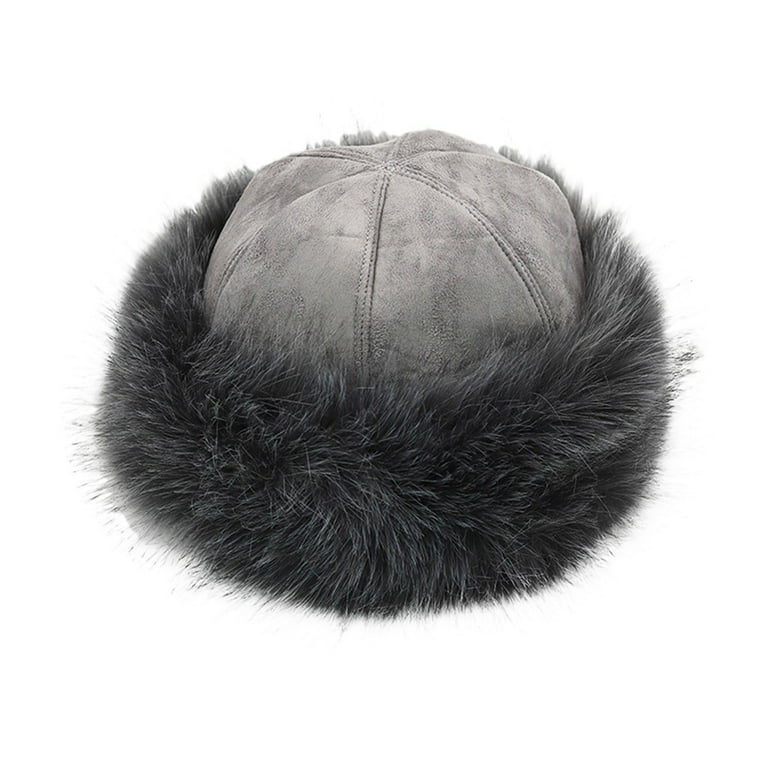 BWASD Womens Winter Faux Fur Bucket Hats Fuzzy Warm Trimmed Faux