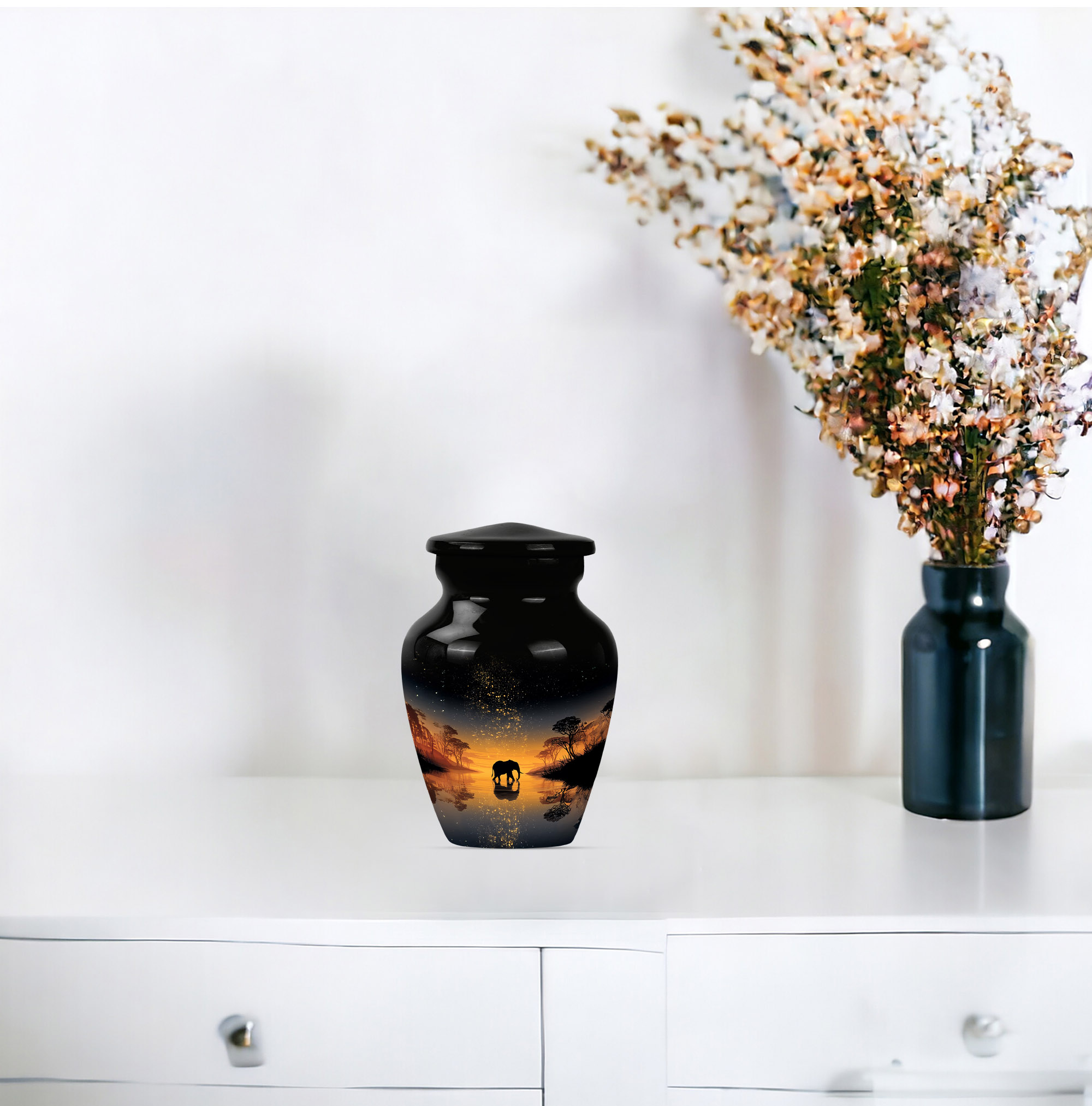 Elephan Funeral Urn For Human Ashes Men & Women, Decorative Urns For Male & Female Ashes, Small Keepsake Cremation Urns For Adult Men (Size-3 Inch 4 Pcs)