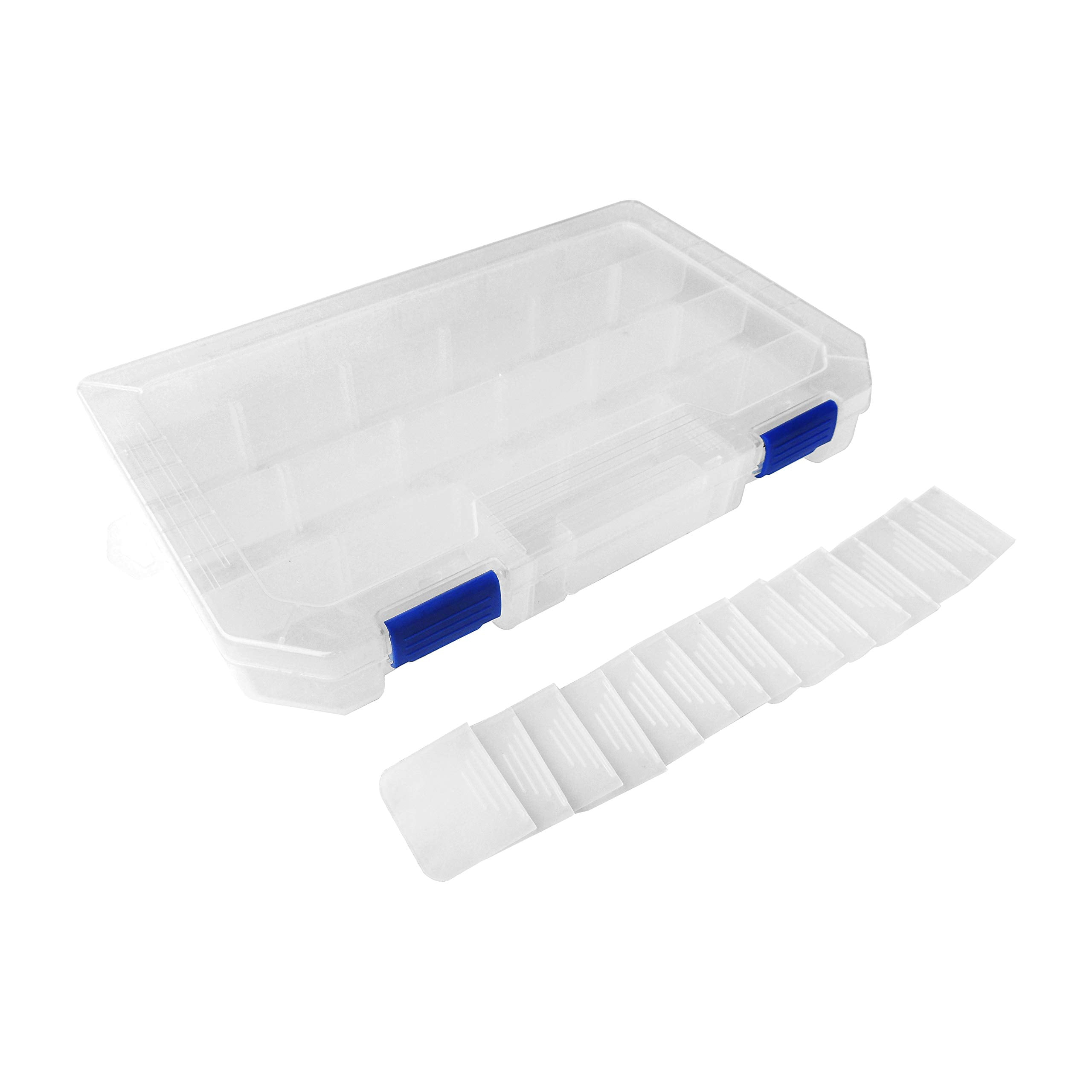 Large Plastic Tackle Box Storage Organizer 3700 Utility Tray With Adjustable Dividers 2 Pack